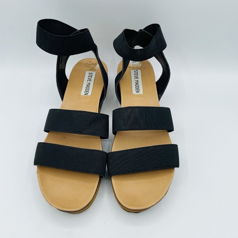 Steve Madden Shoes Womens Size 7.5 M Black Vonte Platform Sandals Ankle Strap - Picture 5 of 11